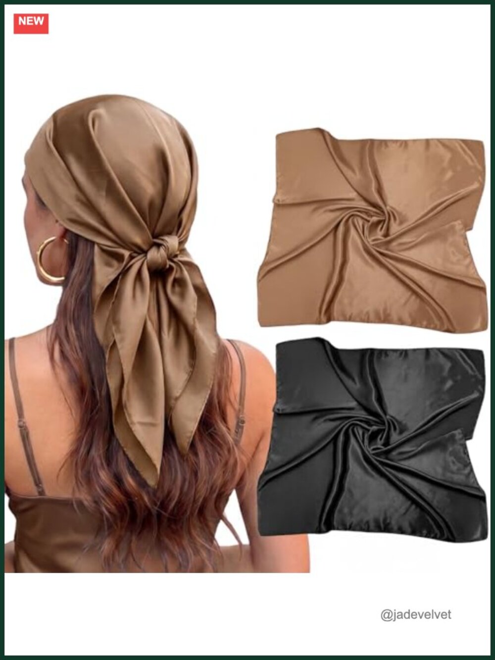 Large Square Silk Hair Wrap Scarf for Women - 35" Head Scarf Set